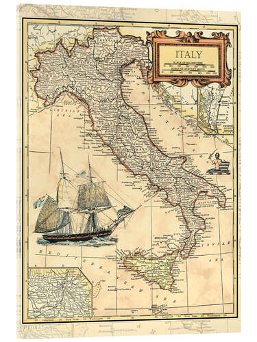 Obraz na szkle akrylowym Italy Map