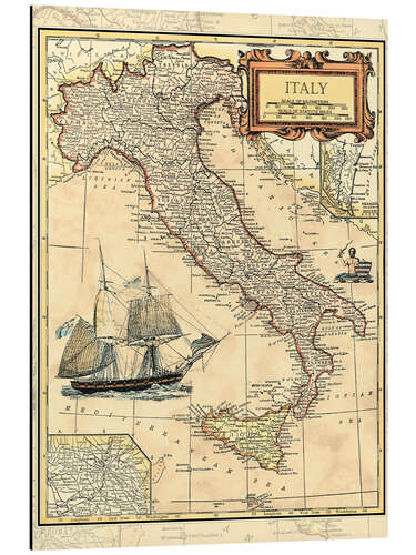 Alumiinitaulu Italy Map