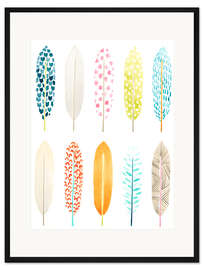Gerahmter Kunstdruck Federmuster