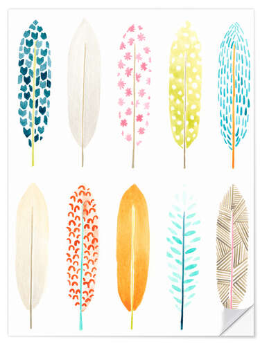 Selvklebende plakat Feather Patterns