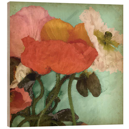 Wood print Aquatic Poppies II