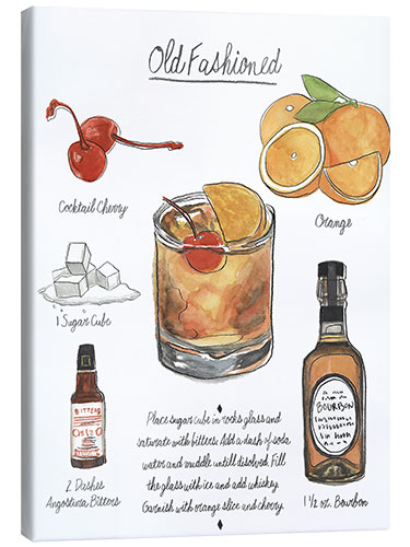 Tableau sur toile Cocktail Old Fashioned (anglais)