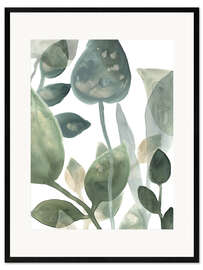 Ingelijste kunstdruk Water Leaves I