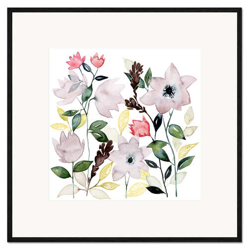 Impression artistique encadrée Des fleurs au bord du chemin