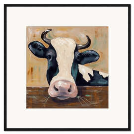 Impression artistique encadrée Portrait d'une vache