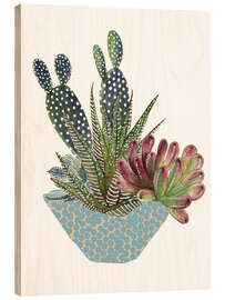 Wood print Cactus Arrangement I