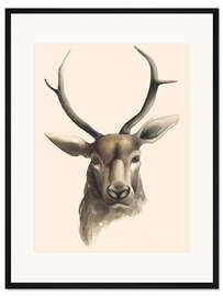 Gerahmter Kunstdruck Hirsch Studie