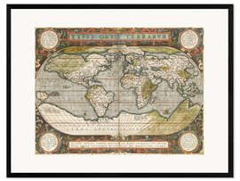 Stampa artistica con cornice Mappa del mondo antico