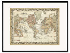 Gerahmter Kunstdruck Weltkarte
