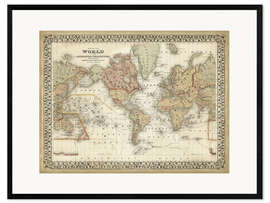 Inramat konsttryck Map of the world