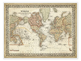 Wall print  Map of the world - Mitchell