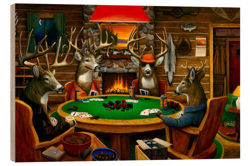 Obraz na drewnie Poker Deers