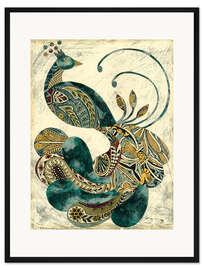 Gerahmter Kunstdruck Königlicher Pfau I