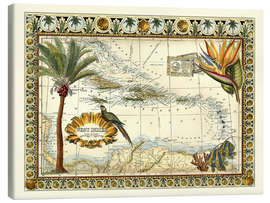 Stampa su tela  Mappa tropicale delle Indie occidentali - Vision Studio