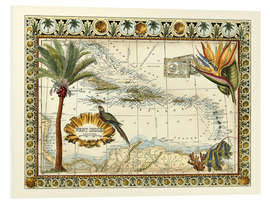 Print på skumplade Tropical Map of West Indies