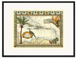 Gerahmter Kunstdruck Tropische Karte von den Antillen