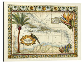 Magnettafel Tropische Karte von den Antillen