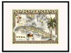 Gerahmter Kunstdruck Tropische Karte von Kuba