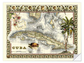 Naklejka na ścianę Tropical Map of Cuba