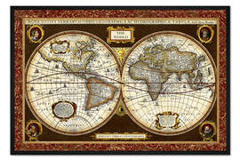 Gerahmter Kunstdruck Dekorative Weltkarte