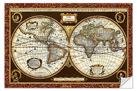 Selvklebende plakat Decorative World Map