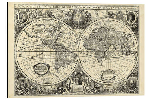 Aluminium print Vintage World Map