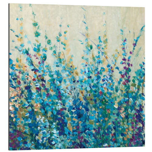 Tableau en aluminium Bleu floral