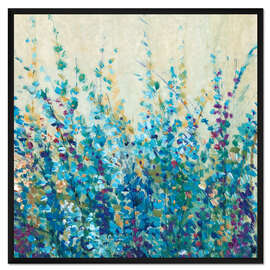 Gerahmter Kunstdruck Florale Blautöne