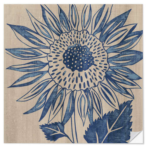 Selvklæbende plakat Indigo Sunflower