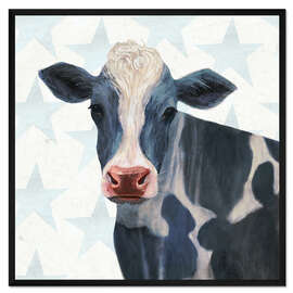 Gerahmter Kunstdruck Kuh vor Sternen