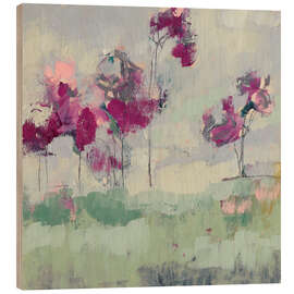 Tableau en bois Arbres fuchsia I