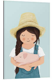 Magnettafel Mädchen mit Schweinchen