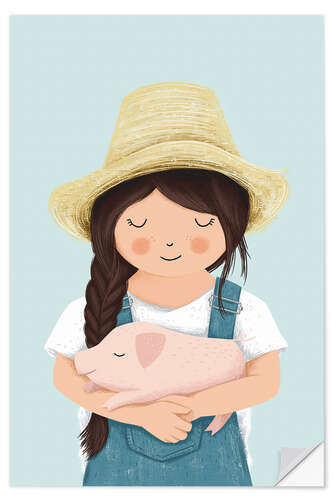 Sisustustarra Girl with piglet