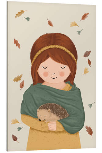 Aluminium print Girl with hedgehog