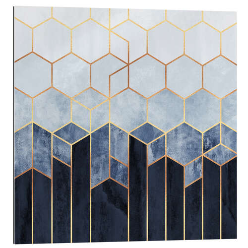 Quadro em plexi-alumínio Hexágonos azuis