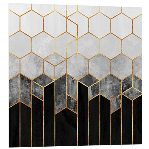 Foam board print Charcoal Hexagons