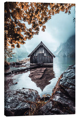 Lerretsbilde Hut on the Obersee in autumn