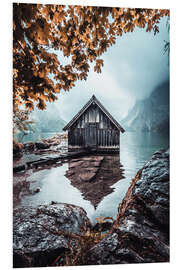 Foam board print Hut on the Obersee in autumn