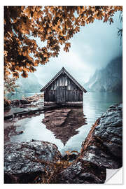 Selvklebende plakat Hut on the Obersee in autumn