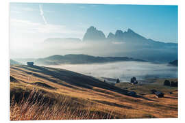 Foam board print Pastures in front of the Sassolungo