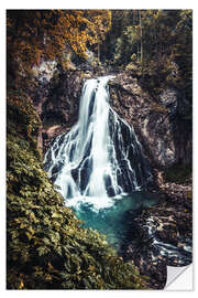 Selvklebende plakat Waterfall in the fall