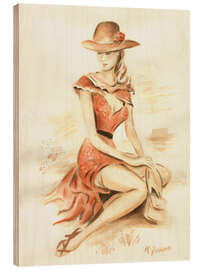 Wood print Elegant lady with hat