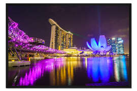 Gerahmter Kunstdruck Marina Bay, Singapur bei Nacht