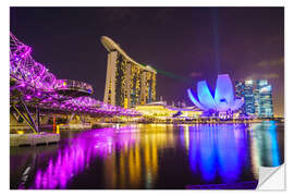 Selvklebende plakat Marina Bay, Singapore by night