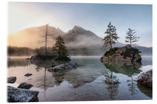 Stampa su vetro acrilico Piccole isole nell'Hintersee
