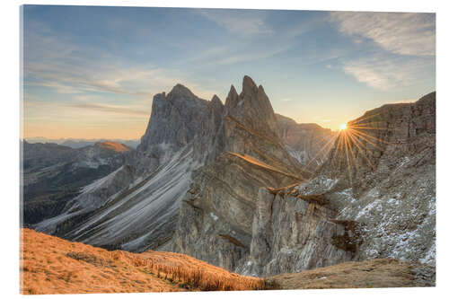 Cuadro de metacrilato Amanecer en la Seceda, Tirol del Sur