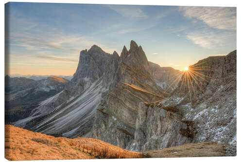 Quadro em tela Nascer do sol no Seceda, Tirol do Sul