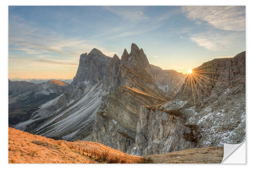 Vinilo para la pared Amanecer en la Seceda, Tirol del Sur