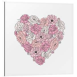 Aluminium print Peony Heart