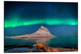 Print på aluminium The Kirkjufell mountain in the northern light